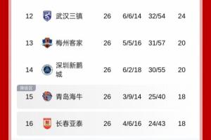 关键3分！积分榜：梅州取胜接连反超海牛+新鹏城，海牛跌入降级区