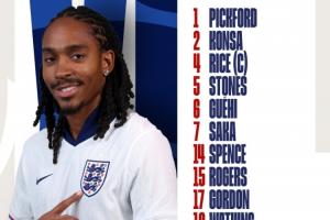 英格兰vs威尔士首发：萨卡、赖斯先发，格伊、沃特金斯出战