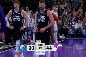 防守效率联盟第一？雷霆首节被爵士命中8记三分球轰下44分