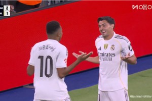 【集锦】西甲-维尼修斯双响姆巴佩传射+伤退 皇马3-1十人黄潜