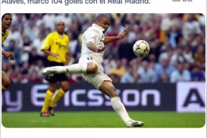 皇马官方致敬：罗纳尔多皇马首秀23周年，1分钟完成双响！